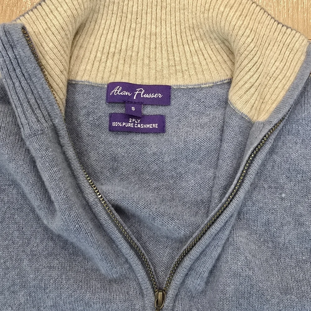Blue, Alan Flusser, Mens Sweater, Small, Long Sleeve, 100% Pure Cashmere